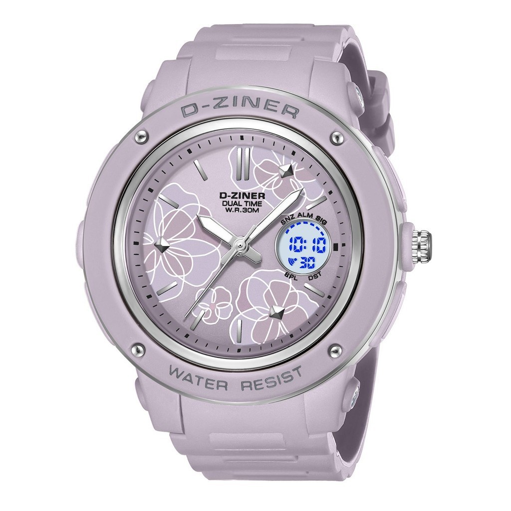 Jam Tangan Jam Tangan  Dziner Jam Tangan Wanita Dziner 8311 Rubber Double Time Water Resistant 3 ATM