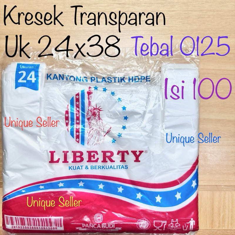 [Isi100] Kresek Transparan uk 24 LIBERTY / Kantong Kresek Transparan LIBERTY uk 24x38 / Kantong Plas