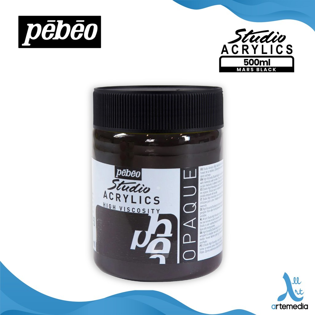 

Gramedia Surabaya - Pebeo Studio Fine Acrylic 500ml Paint Color Mars Black