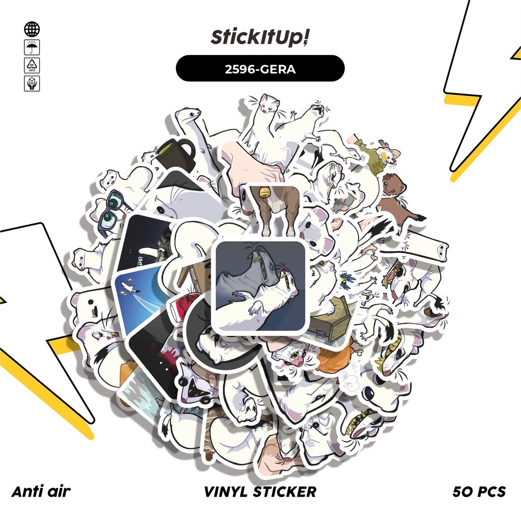 

COD✨ 50 Pcs Stiker Pack FUNNY CHARACTER GERA THE STOAT Lucu Aesthetic Vynil Waterproof untuk Freebies Sticker Buku Journal Casing HP Laptop