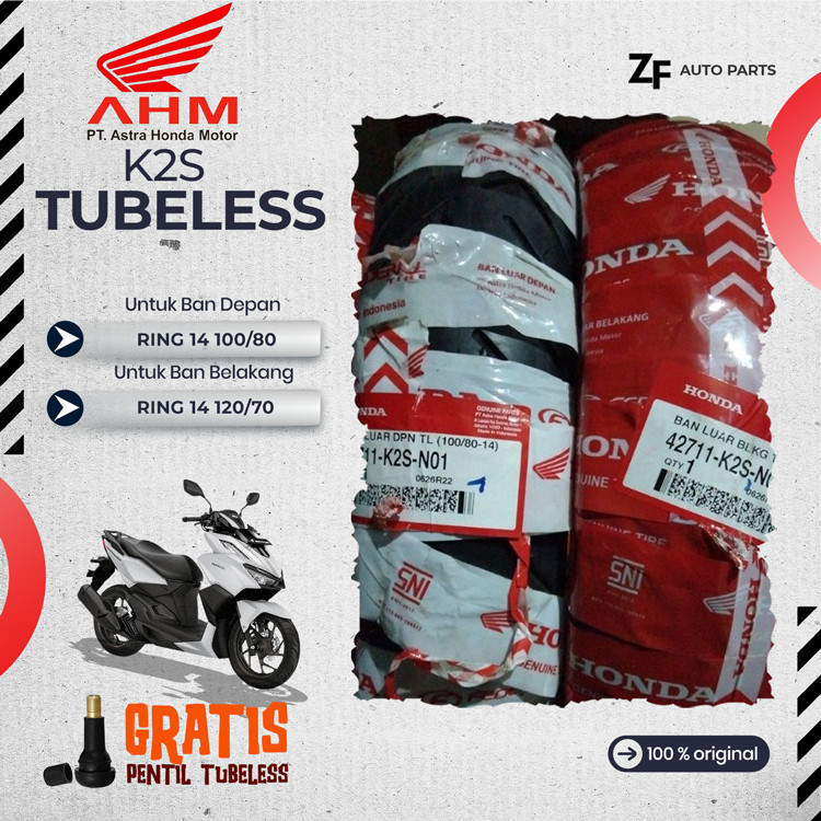 SEPASANG / SATUAN BAN VARIO 160 HONDA AHM K2S 150 DEPAN 100/80-14 BELAKANG 120/70-14 TUBLES TUBELES 