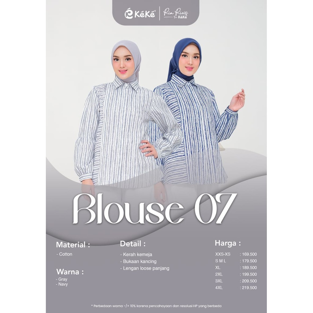KEKE - Atasan Muslim Wanita Blouse Strip Simple Bd Dl Ricis Blouse 07 Blouse Kancing Original By Kek