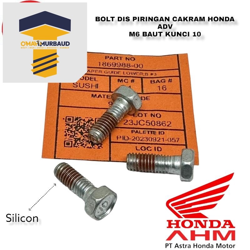 BAUT 10 M6 DIS PIRINGAN CAKRAM HONDA ADV 150 ORIGINAL