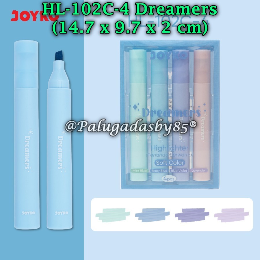 

(1 Set/4 Pcs) GROSIR Highlighter Set JOYKO HL-102C-4 / Highlighter Joyko HL-102 Dreamers Soft Color