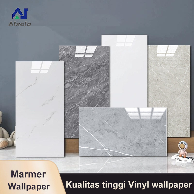 Wallpaper Kamar Mandi  Anti Air Motif Marmer 30 x 60 cm / Lantai Vinyl Marbel Granit  Stiker Cabinet