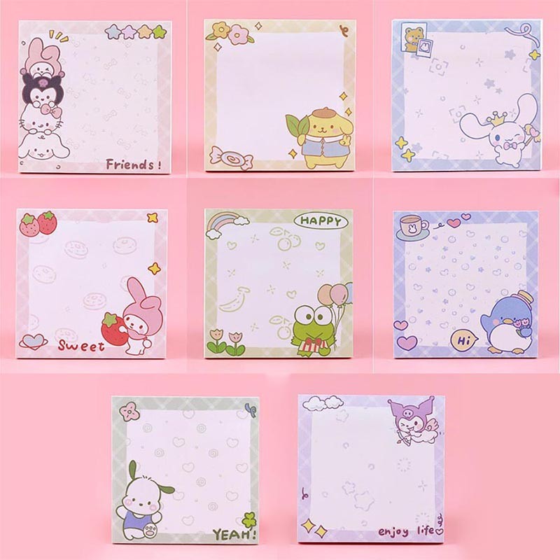 

24pcs/lot Sanrio Melody Pochacco Kuromi Memo Pad Sticky Notes Stationery Label Notepad Planner Sticker Post School Supplies