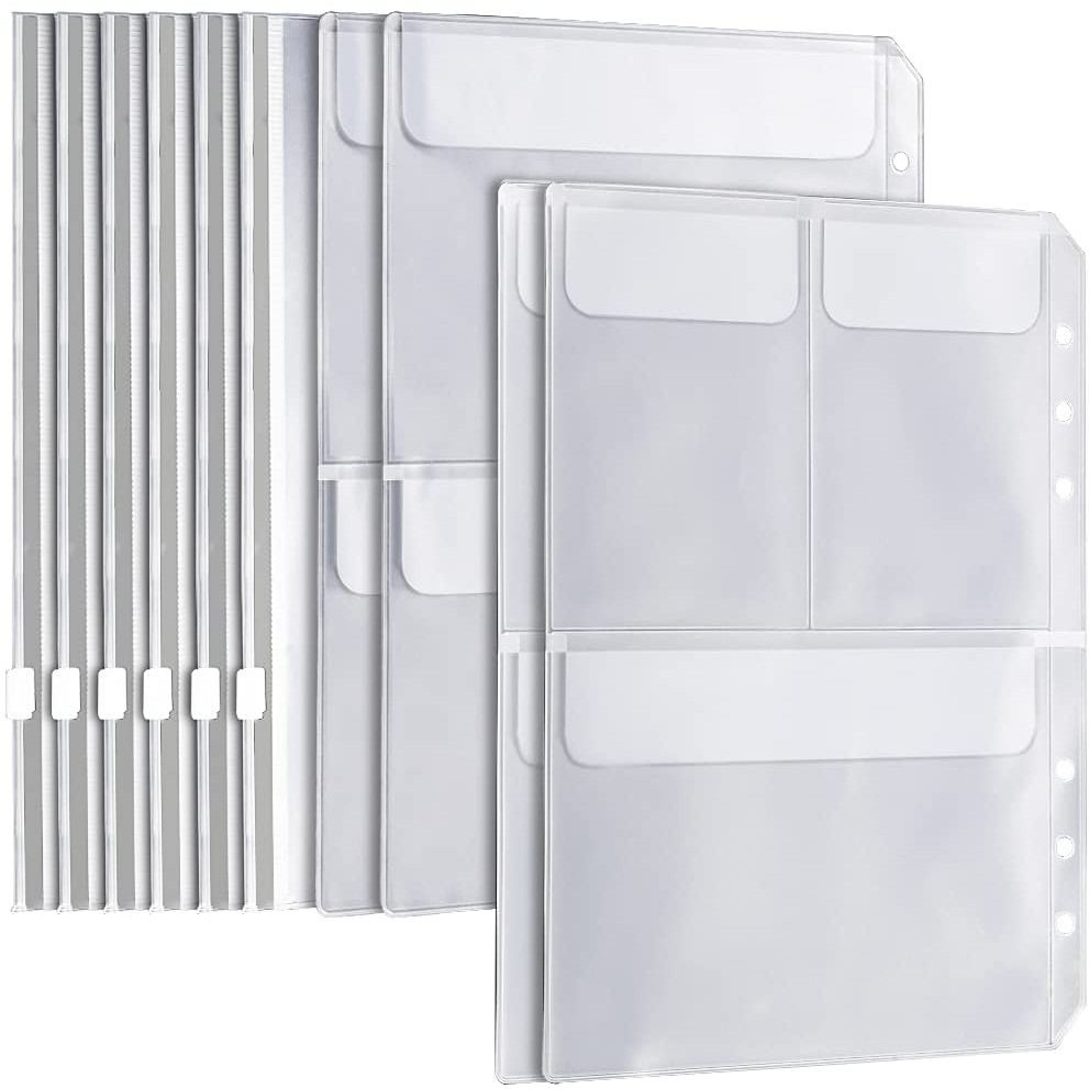 

A5 6 Ring Binder Pockets(3 Types)- 6pcs Zip Lock Envelope and 2-Pocket Binder Bag and 3-Separate Pocket for Filofax Organizer