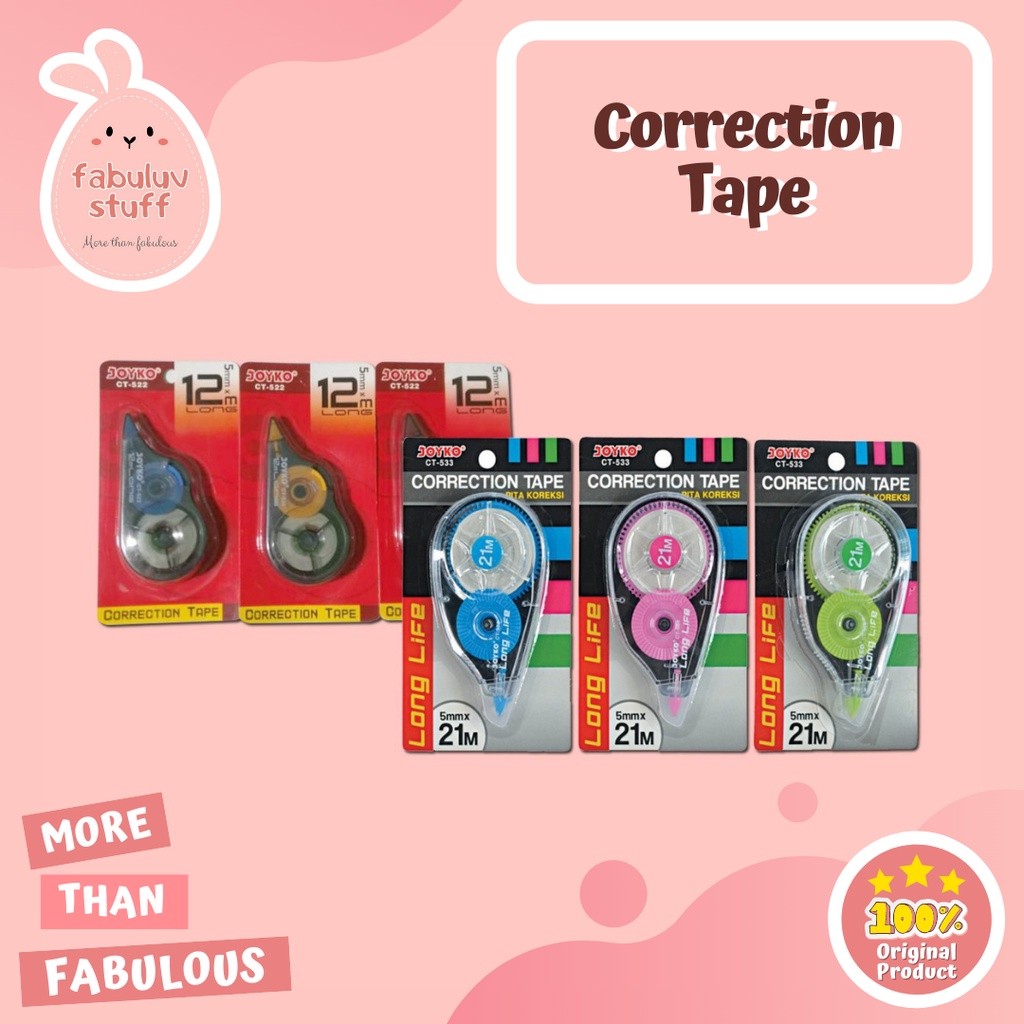 

ATK ~ Correction Tape / CT / Panjang pita 12 dan 21 Meter / Pita Penghapus pulpen