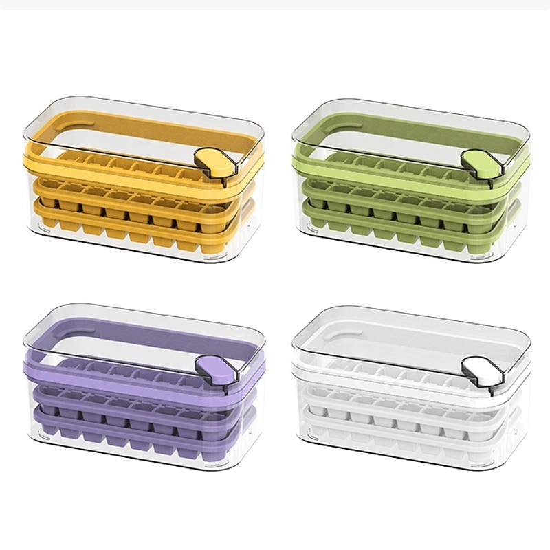 AYACHIE Cetakan Es Batu Kotak Ice 32 Grid 2 Tray/Ice Cube Container Free Sekop Es Ice Tray Box Denga