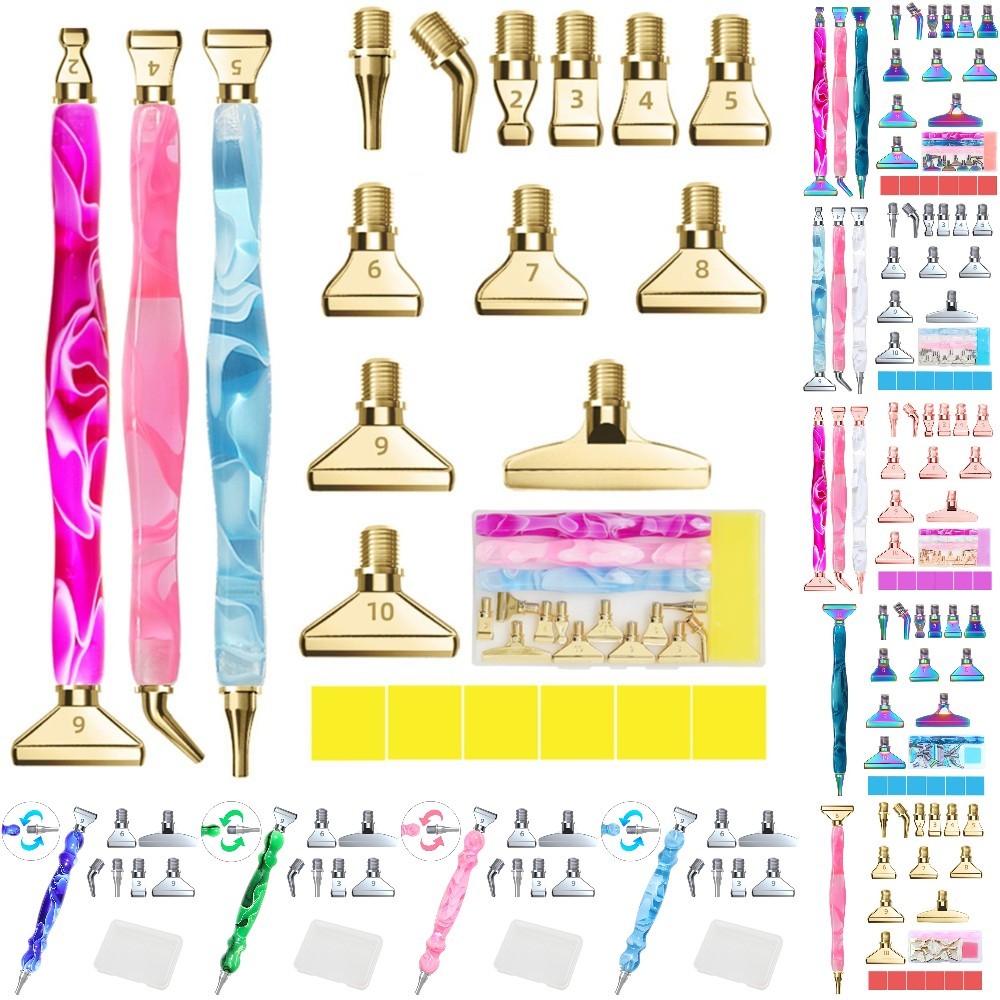 

5D Resin Diamond Painting Metal Tips Screw Thread Tip Point Drill Pen Accessories Multi Placer Replacement Head Tools Clay Cross