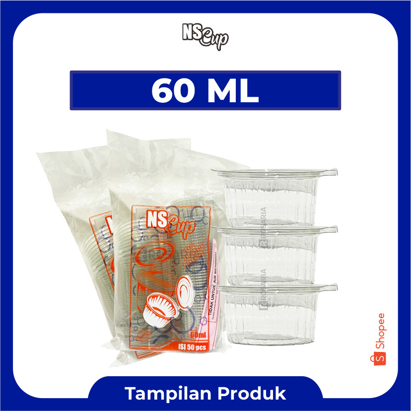 NS CUP 60 ML Cup Puding Mika Jelly Sauce Tutup Sambung