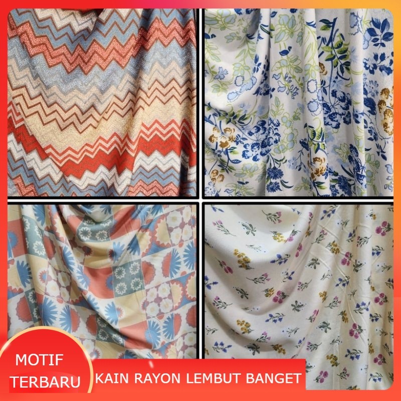 Rayon Viscose Bahan Kain Katun Rayon Viscose Premium Adem Motif Bunga Motif Bunga Kecil Motif Bunga 