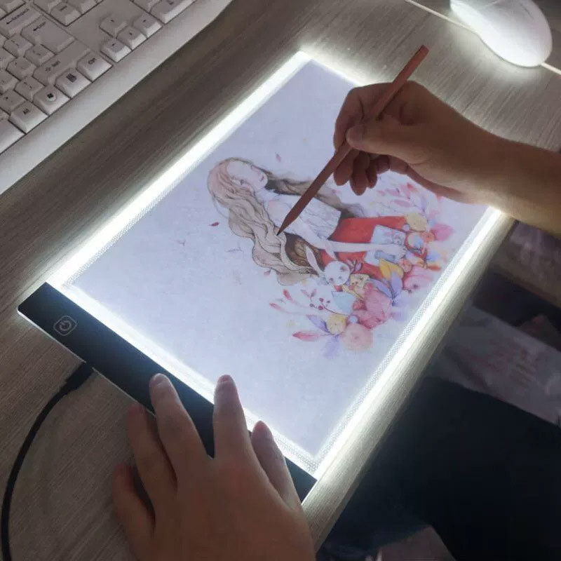 

A4 Children Drawing Board 3 level Adjustable Brightness Light Notebook LED Drawing Copying Table Transparent Copying Table