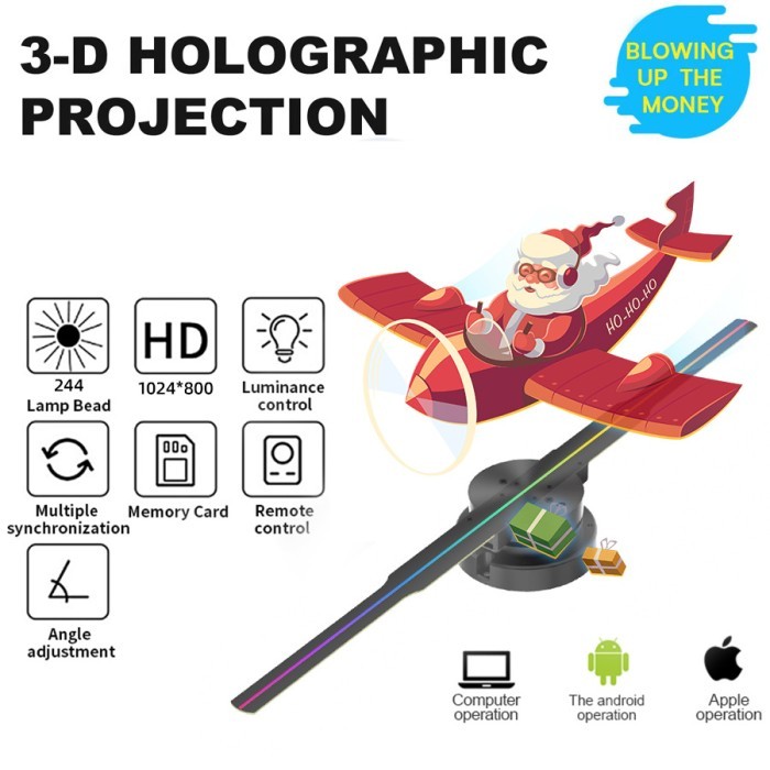 Proyektor Kipas 3D Hologram Display Fan Projector LED 42cm