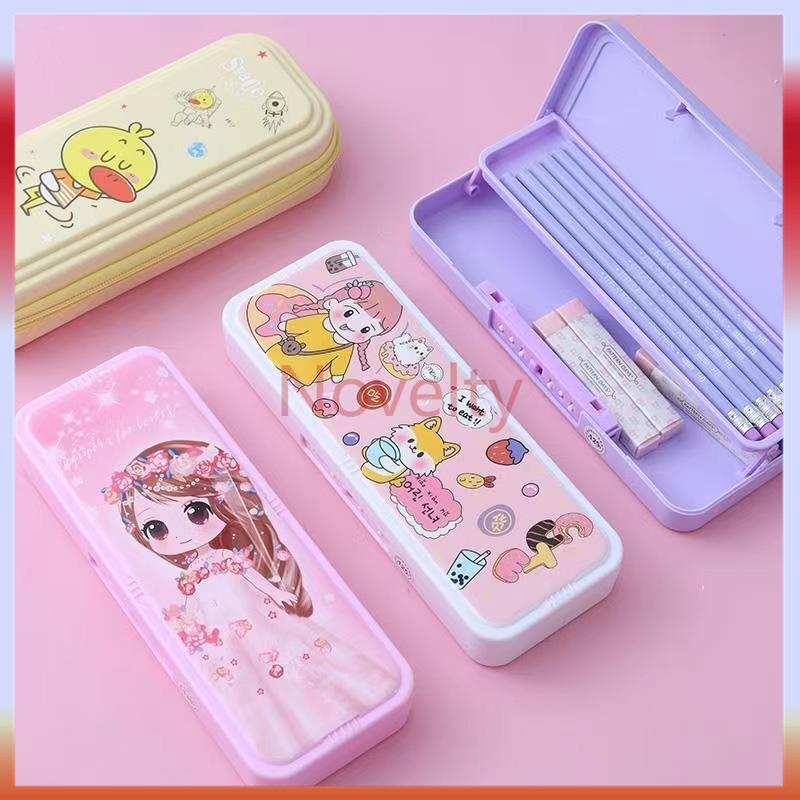 

Novelty Tempat pensil kata sandi dua lapis/tempat pensil berkapasitas besar/tempat pensil kata sandi anak