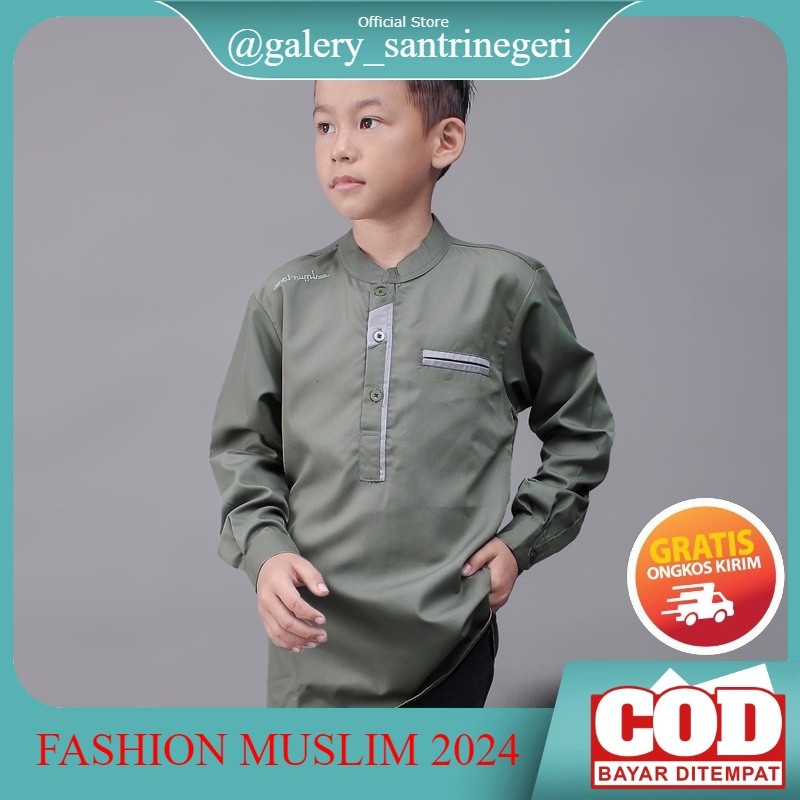 NEW Bajukoko Anak Lengan Panjang Original Elrumi Usia 2-12 Tahun Warna Sage