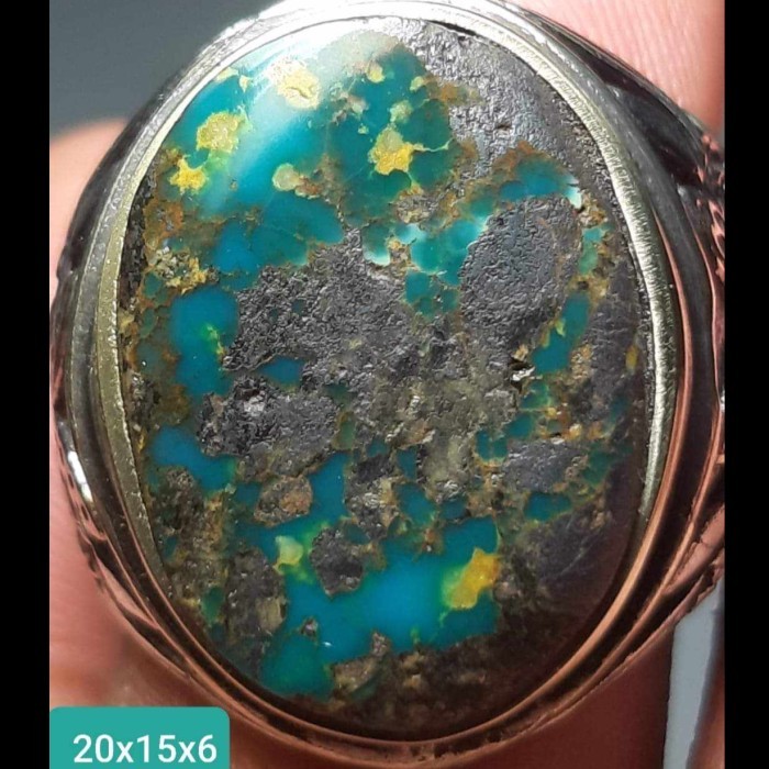 Cincin Batu Akik Natural Pirus Iran Persia Ijo Hijau Biru Tosca Antik2