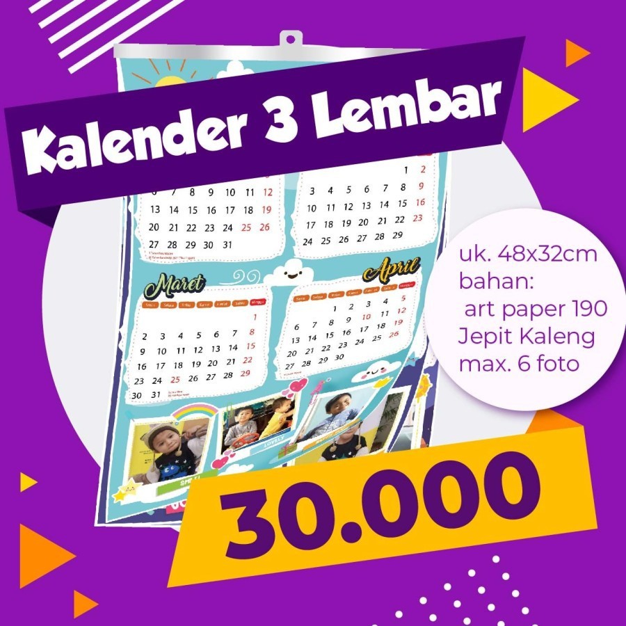 

Kalender A3 Custom Foto dan Tulisan 3 Lembar
