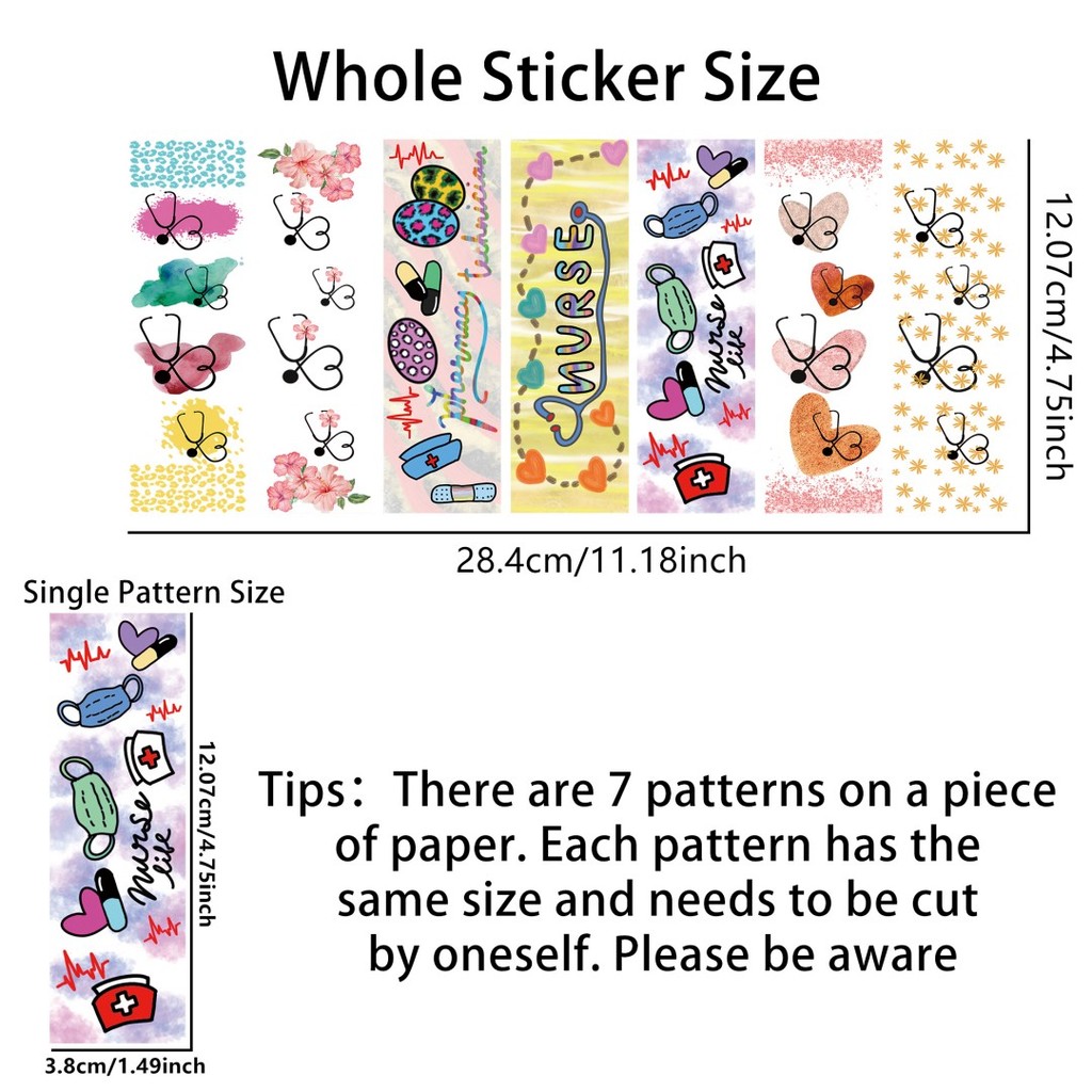 

7pcs Cute UV DTF Pen Wraps Stickers Custom Labels Durable Waterproof Logo for DIY