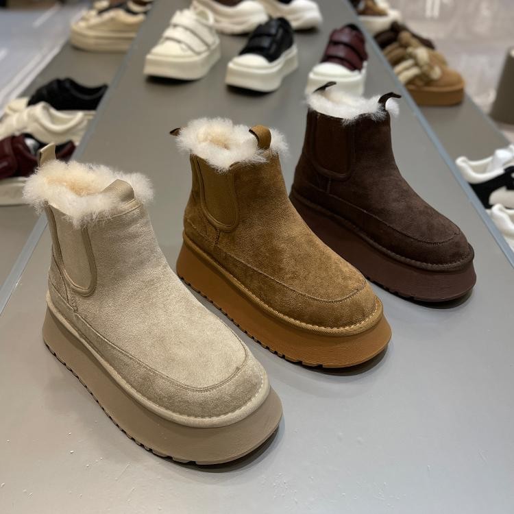 Winter Boots Lady Shoes Boots-Women Australia 2024 Padded Ankle Leather Snow Lolita Genuine White An