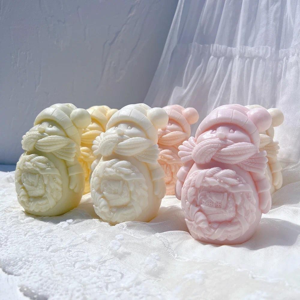 

Cuddle Snowman Candle Mold Plaster Gypsum Mould For Home Decor Christmas Soy Wax Silicone Mold