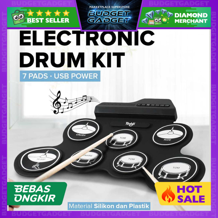 Drum Elektrik Electronic Digital Drum Kit 7 Pads Folding USB Power