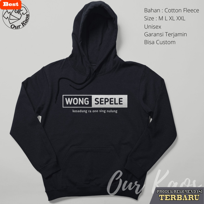 hoodie pria keren Jaket Hoodie Pria Kata Kata Tulisan Jawa Wong Sepele Dewasa Distro - Hitam Sablon,