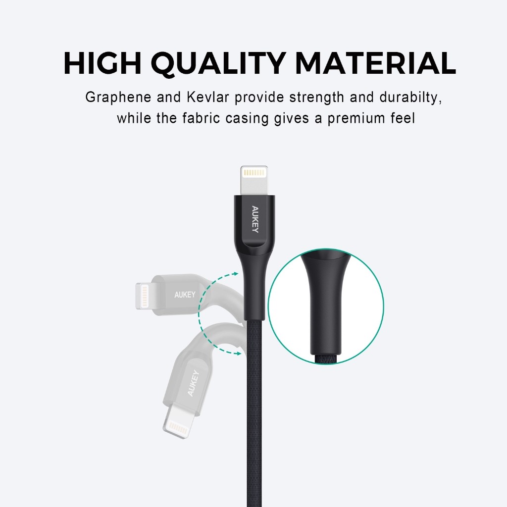 AUKEY Kabel Charger Lightning 500420 Kevlar Core USB-A to Lightning Cable