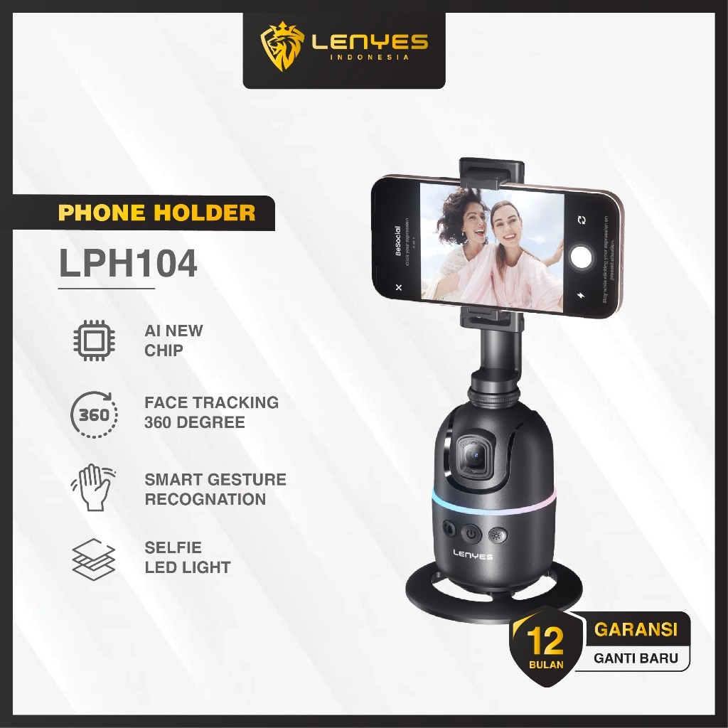 Tripod Intelligent 360° LENYES LPH104 Face Tracking Gimbal Stabilizer Phone Selfie Smart Gesture Recognition RCB LED Light