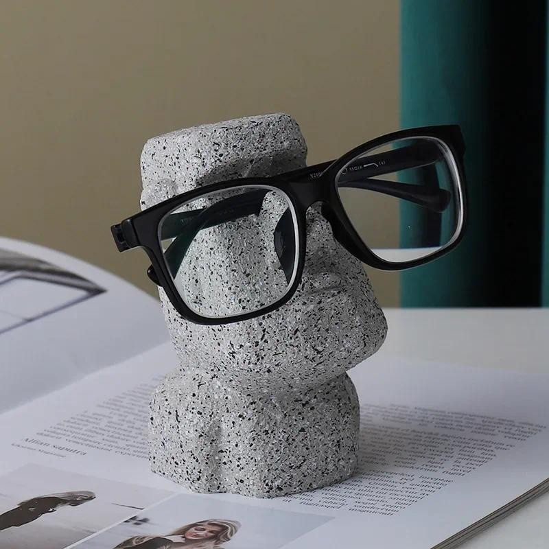 

1pc Funny Creative Easter Island Spectacle Holder Sunglasses Display Stand Storage Rack Home Office Desktop Unique Decoration