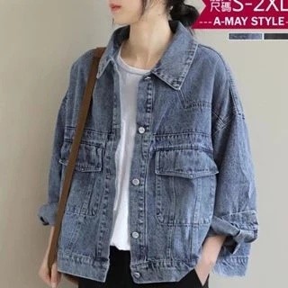 Jaket Jeans Oversize Vintage Denim Jacket Wanita
