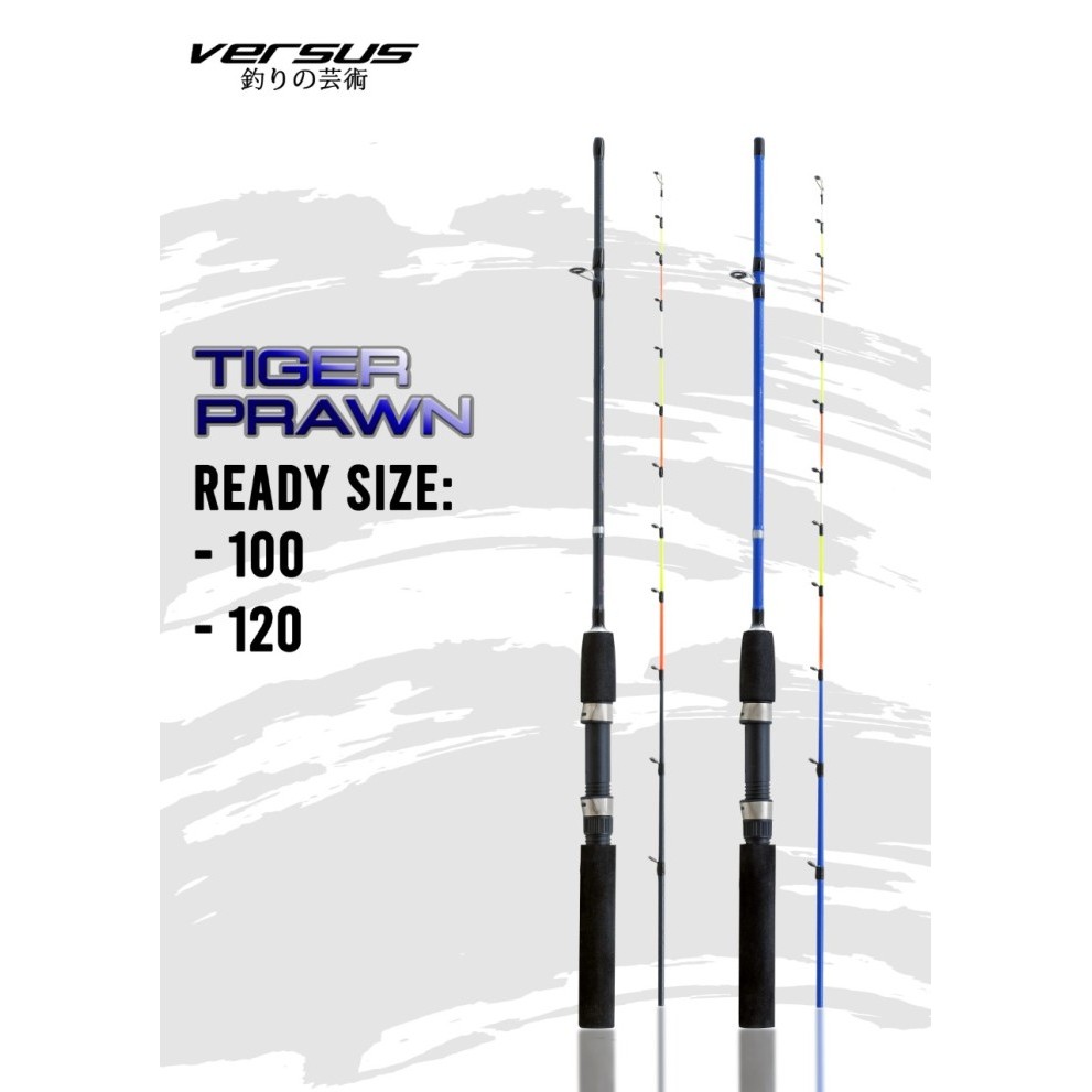 Joran Versus Tiger Prawn - Fiber - Lentur - Biru, 100cm + PARALON