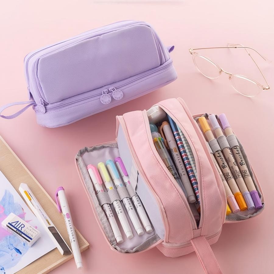 

Tempat Pensil Kapasitas Besar Ritsleting Kotak Lima Lapis Alat Tulis Terbuka Ganda Multi Layer Pen Bag Tas Pensil Kantong Pen