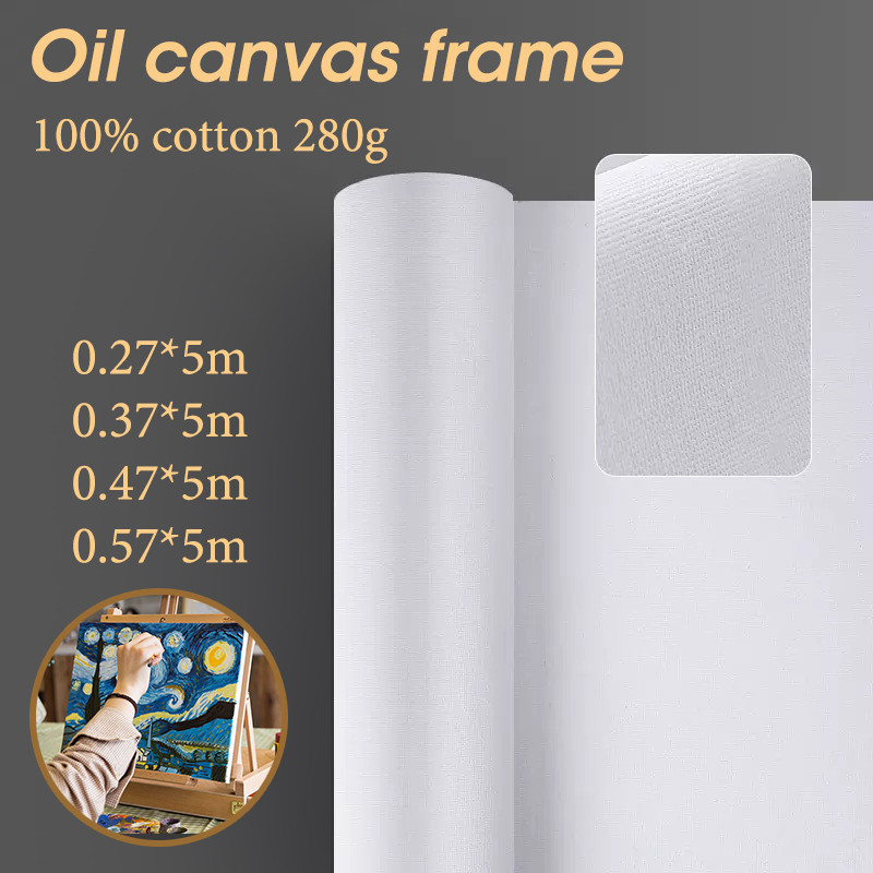 

5m White Canvas Roll,280g Cotton,Beginners Practice Painting,27/37/47/57cm Wide Art Supplies HB-04