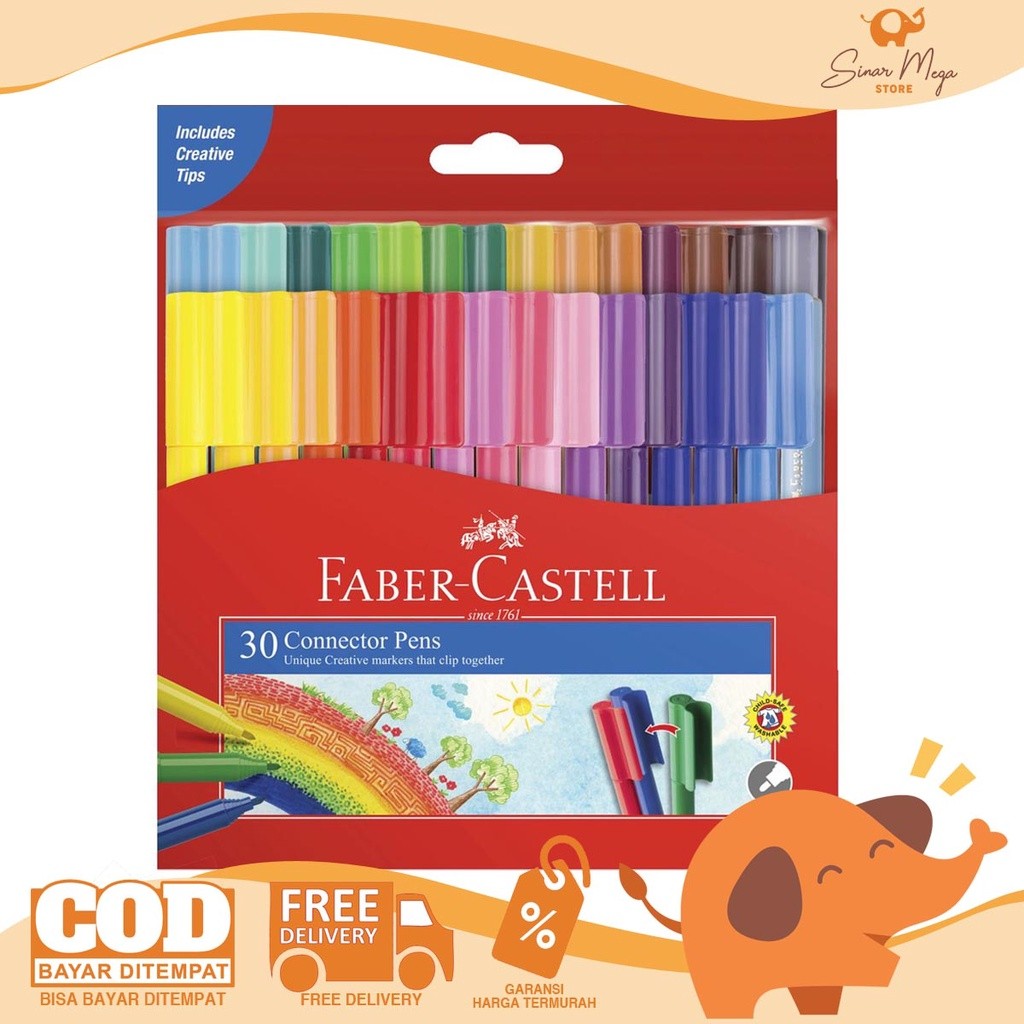 

H7Y Faber Castell Connector Pens 30 Color Spidol Warna Murah Berkualitas