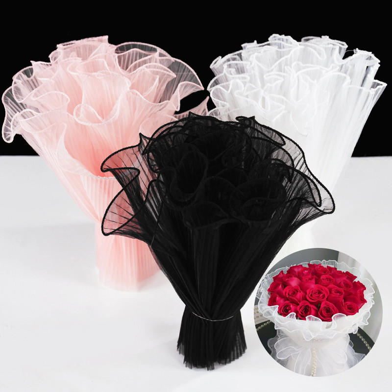 

Tulip Rose Pearl Mesh Packaging Tulle Roll for Flower Bouquet Gift Bobo Balloon Birthday Party Wedding Anniversary Gift Wrapper