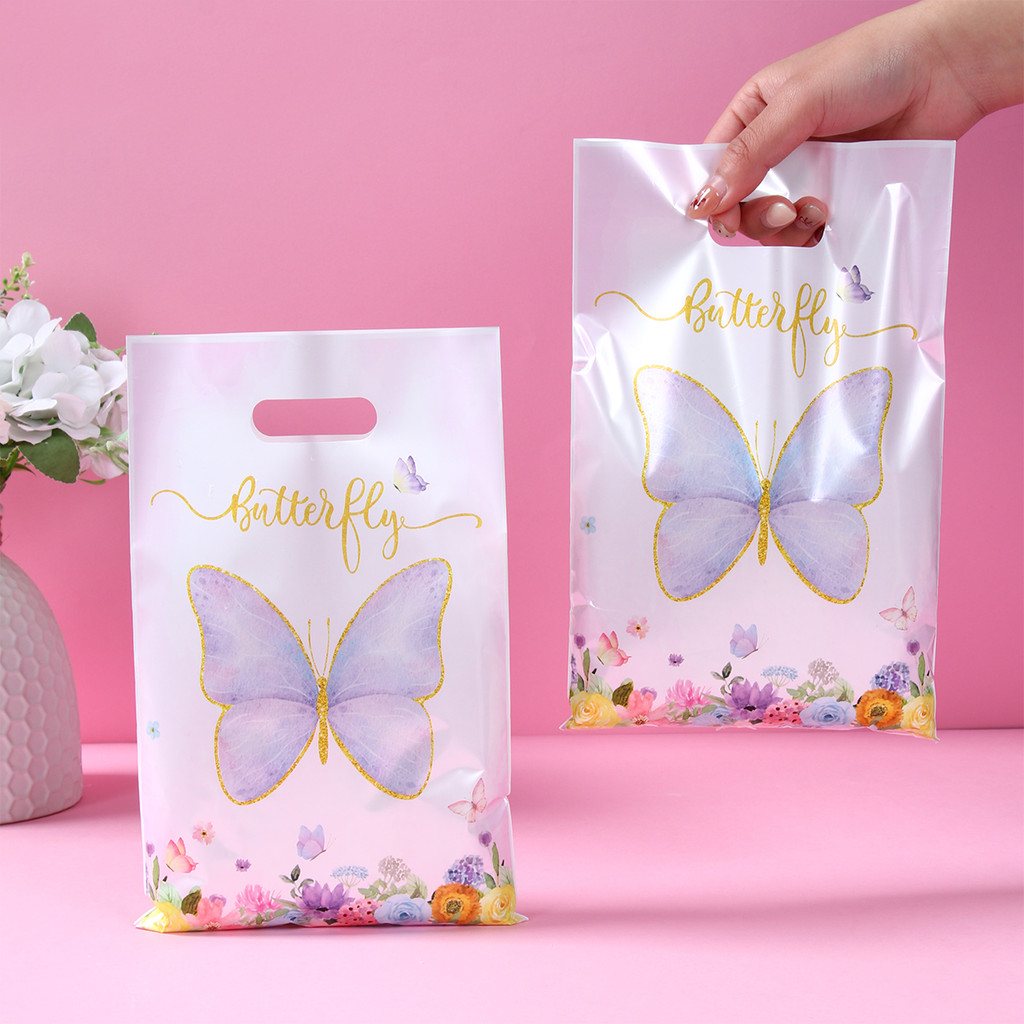 

10/25/50pcs Butterfly Gift Bags Plastic Candy Bag Birthday Party Decor Kids Wedding Birthday Baby Shower Party Favors Supplies