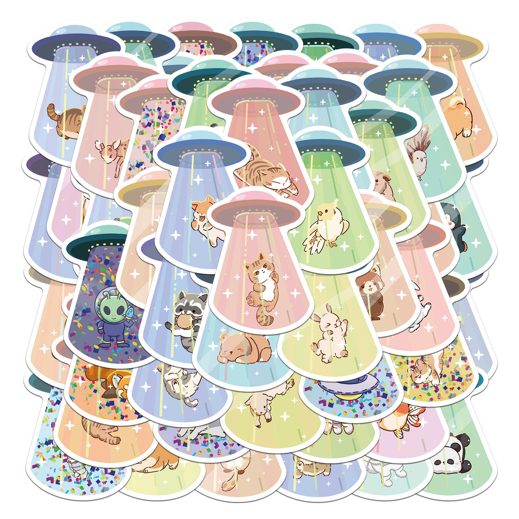 

50PCS UFO Kidnapped Friend Stickers Exquisite Handaccount Material Phone Case Laptop Luggage Waterproof Stickers