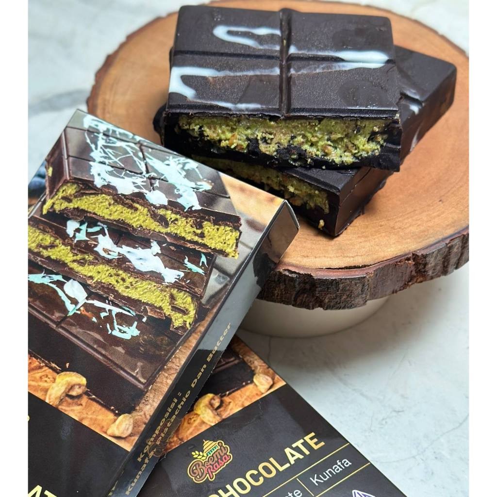 

TERMURAH Dubai Chocolate Kunafa Pistachio - Cokelat Dubai Kunafa - Snack Makanan - Coklat Batang Viral Boemirasa