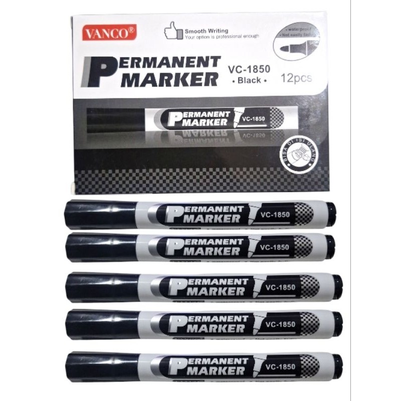 

Isi 12 Spidol Permanent Marker VANCO/Spidol Permanen/Spidol Tidak Bisa Di Hapus/VC-Black