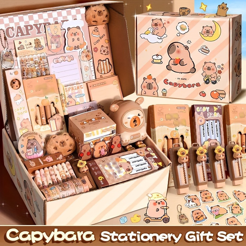 

Capybara-Themed Stationery Gift Set with Notebook, Pen & Paper Clips - Ideal for Students and Animal Enthusiasts, Perfect Christ