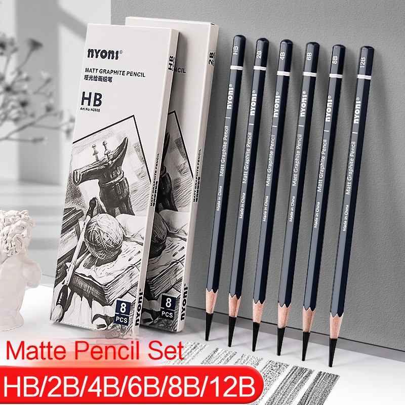 

NYONI Professional HB 2B 4B 6B 8B 12B Sketch Drawing Graphite Charcoal Pencils Set Drawing Sketching Shading for Artist Beginner