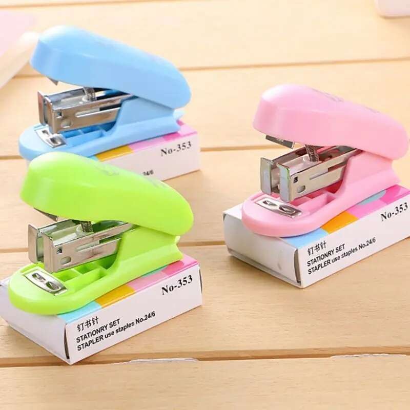 

1 Set Lytwtw's Fashionable Candy Color Stapler With Steel Clips Office Supplies School Uniform Supplies