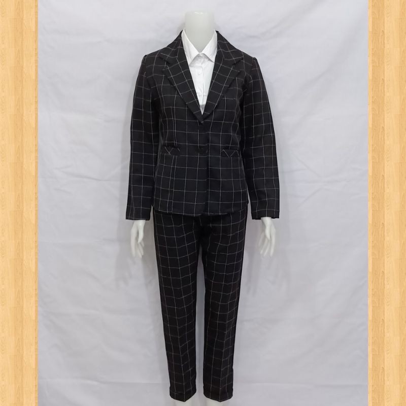 NANTARSHOP Setelan Blazer Celana Kerja Kantor Panjang Formal Wanita Setelan Blazer Kantor Kerja Wani