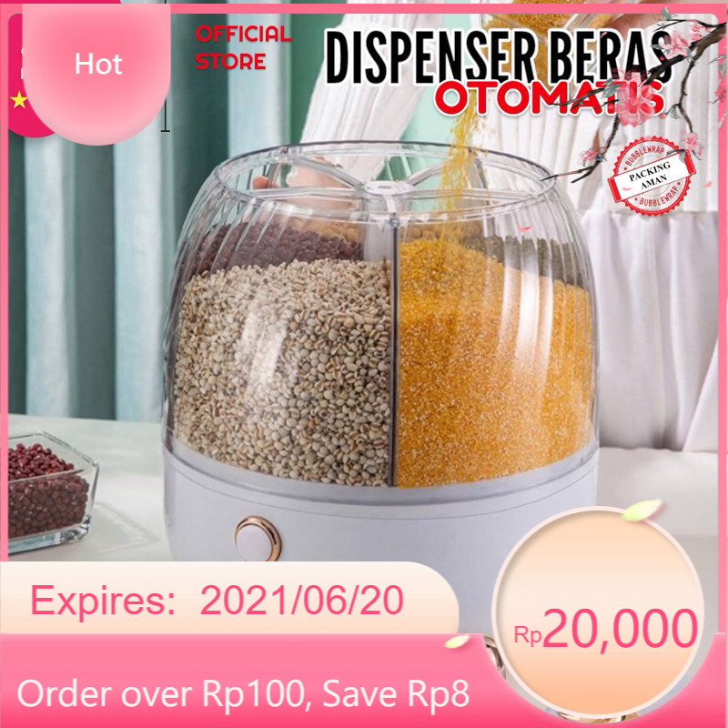 | Dispenser Beras Estetik Kapsul Mewah Antik | Rice Dispenser | Wadah Penyimpanan Beras | Rice Bucke