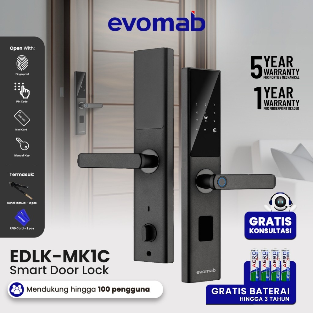 evomab Smart Door Lock Handle Pintu Kunci Digital EDLK-MK1C