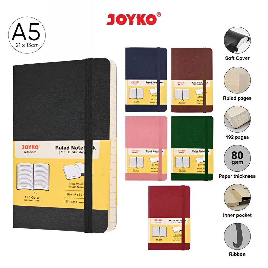

Ruled Notebook Buku Tulis Catatan Bergaris Diary Agenda Joyko NB-681 A5 Soft Cover 192 Halaman