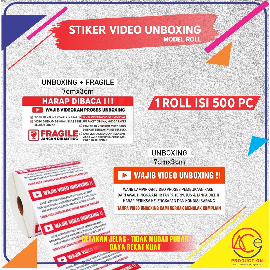 

STIKER LABEL UNBOXING ROLL ISI 500 STIKER PAKET FRAGILE PENGIRIMAN STICKER/ STIKER UNBOXING PAKET