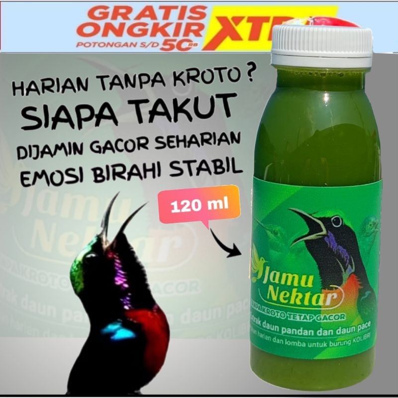 JAMU NEKTAR 1 BOTOL NECTAR ALAMI PAKAN MAKANAN BURUNG SOGON KOLIBRI KONIN TANPA KROTO