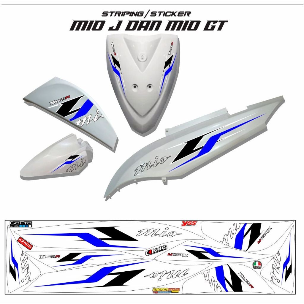 STIKER MOTOR / VARIASI STRIPING MIO GT / STIKER  MIO J VARIASI MOTIF BARU / STIKER MOTOR MIO J